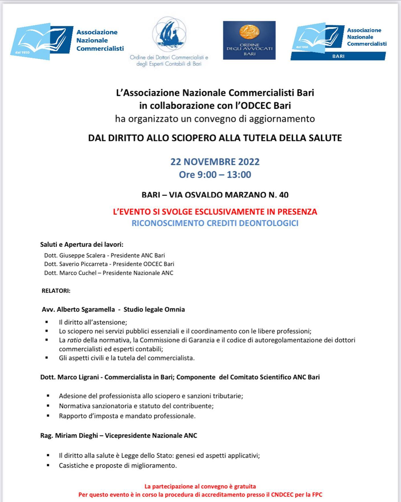 Alberto Sgaramella, relatore al convegno, si esprime sul diritto all'astensione del commercialista, aspetti civili e di tutela