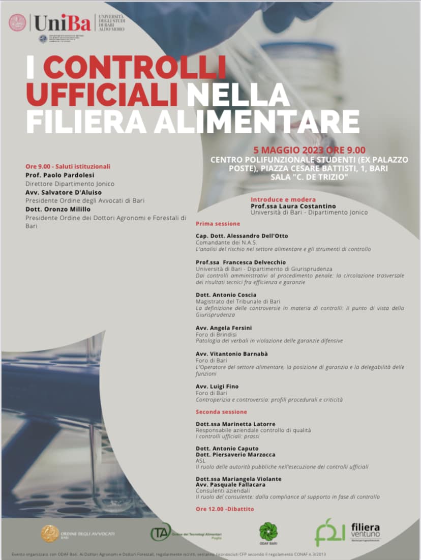 Luigi Fino relatore nel convegno di studio sui Controlli Ufficiale nella Filiera Agroalimentare