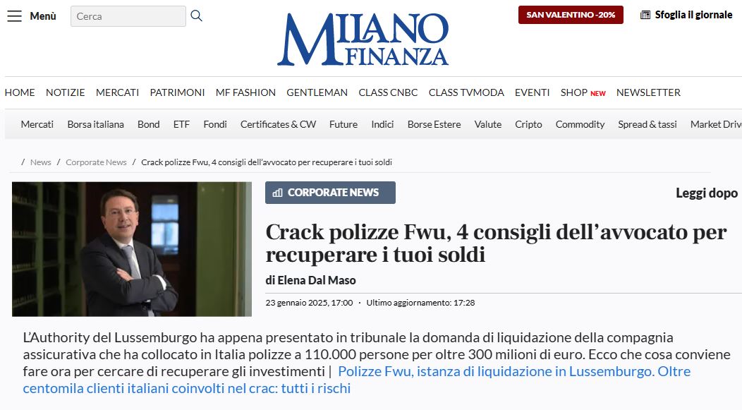 Antonio Pinto intervistato da Milano Finanza sul tema: 