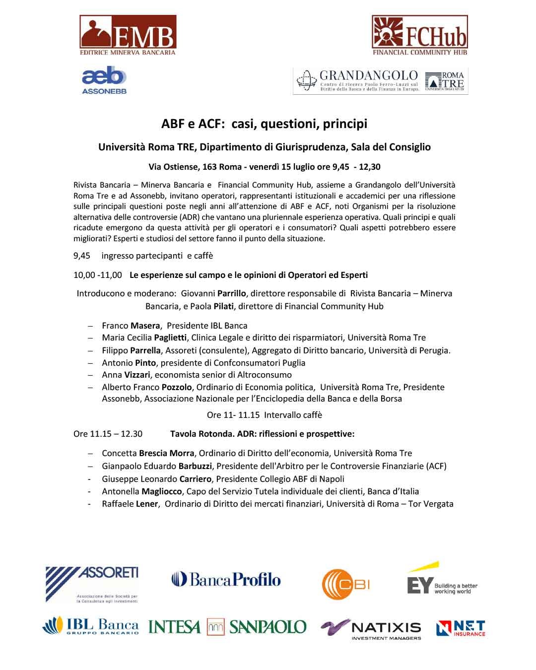 Antonio Pinto relatore al Convegno di Università di Roma 3: 