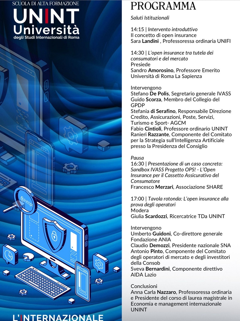 Antonio Pinto relatore al Convegno “L’Open insurance: le assicurazioni alla prova delle nuove tecnologie”