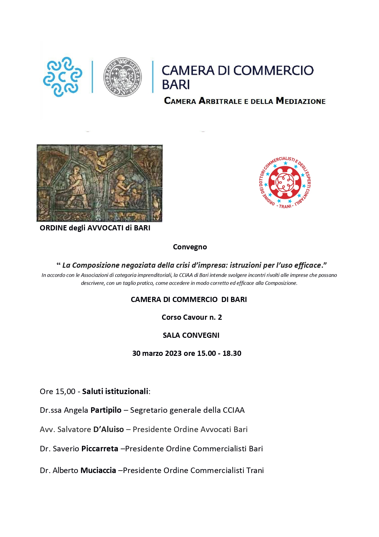 Alberto Sgaramella e Antonio Pinto relatori al convegno organizzato dalla Camera di Commercio di Bari sul tema 