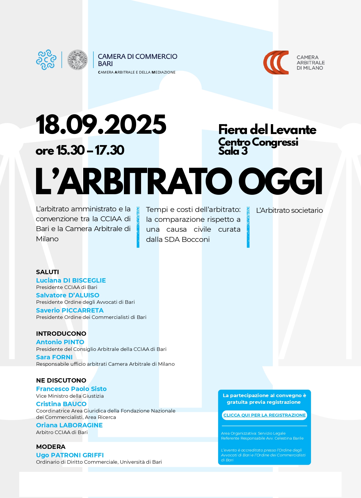 Antonio Pinto relatore al Convegno “L’Arbitrato oggi” e presidente della Camera Arbitrale di Bari presenta la convenzione con la Camera Arbitrale di Milano