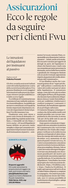 Antonio Pinto intervistato sul Sole 24Ore di oggi sul tema: 