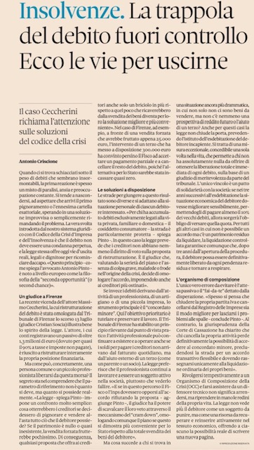 Antonio Pinto intervistato dal Sole 24Ore da Antonio Criscione, per descrivere alcune vie per uscire dal sovraindebitamento per PMI e persone fisiche